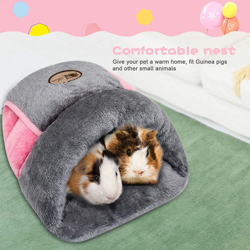 YUEPET Guinea Pig Bed Cuddle Cave Warm Fleece Cozy House Bedding Sleeping Cushion Cage Nest for Small Animal Squirrel Chinchilla Rabbit Hedgehog Cage Accessories (Grey) - Image 3